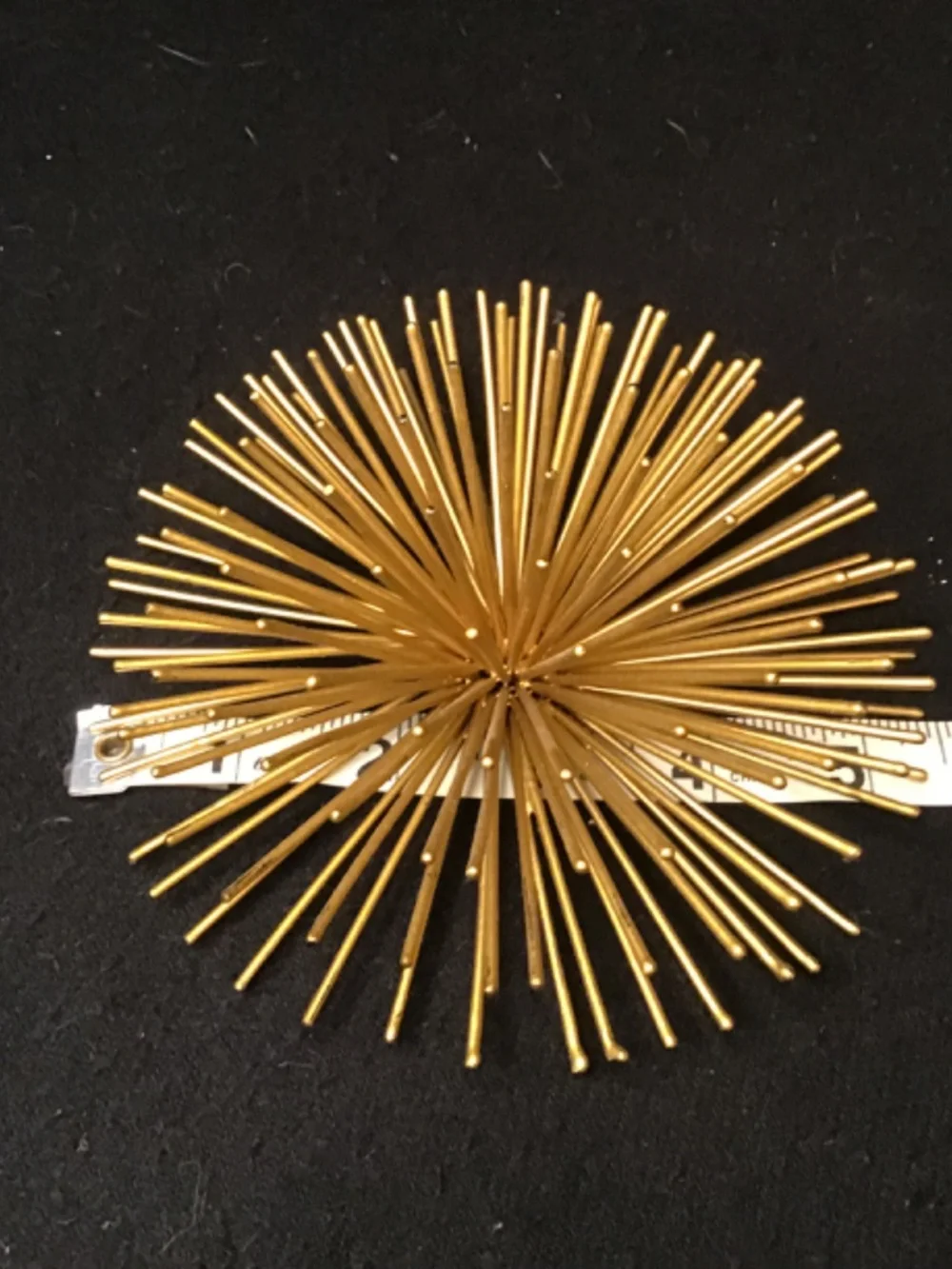 MCM Solid Metal Set 2 Gold Finish Spiked Sea Orchin 3D Wall & Tabletop Decor.